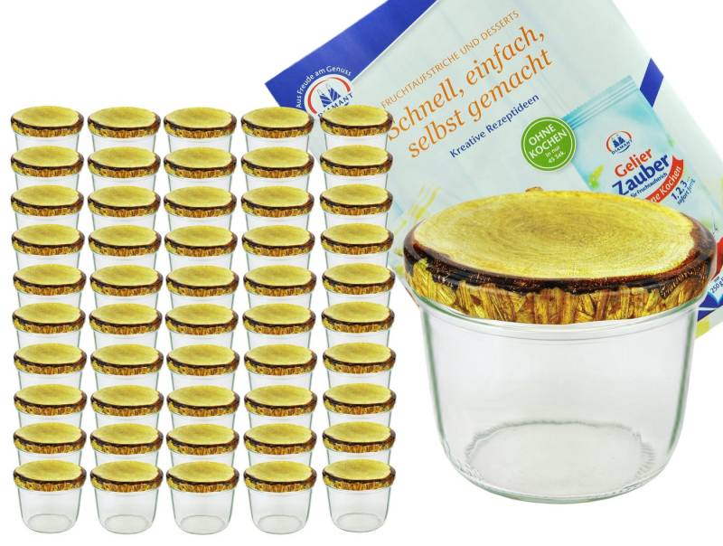 MamboCat Einmachglas 50er Set Sturzglas 230 ml Marmeladenglas To 82 Holzdekor Deckel, Glas von MamboCat