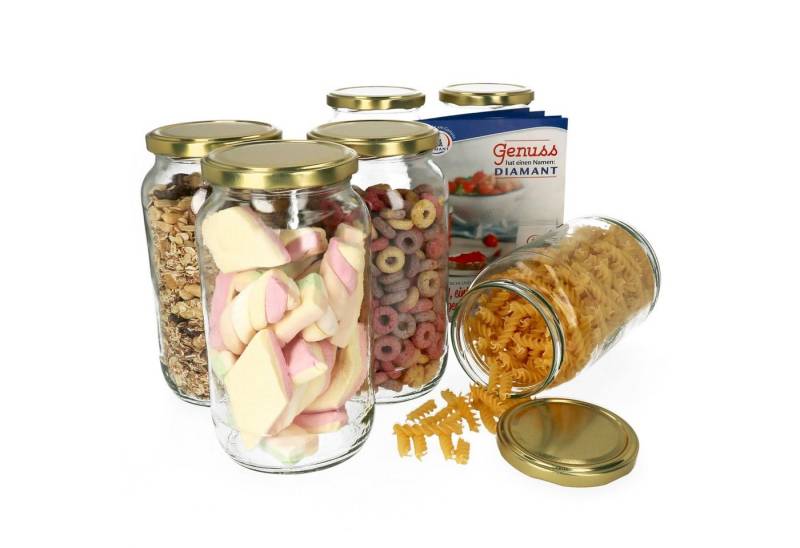 MamboCat Einmachglas 6er Set Rundglas 1062 ml To 82 goldener Deckel incl. Rezeptheft, Glas MamboCat Einmachglas 6er Set Rundglas 1062 ml To 82 goldener Deckel incl. Rezeptheft, Glas von MamboCat