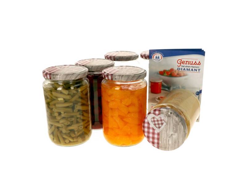 MamboCat Einmachglas 6er Set Rundglas 720 ml To 82 Holz Herz rot Deckel incl. Rezeptheft, Glas MamboCat Einmachglas 6er Set Rundglas 720 ml To 82 Holz Herz rot Deckel incl. Rezeptheft, Glas von MamboCat