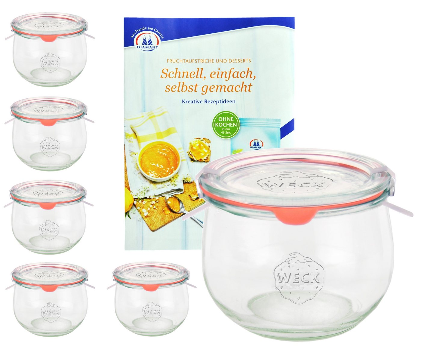 MamboCat Einmachglas 6er Set Weck Gläser 580ml Tulpengläser Glasdeckel Einkochringe Klammer, Glas MamboCat Einmachglas 6er Set Weck Gläser 580ml Tulpengläser Glasdeckel Einkochringe Klammer, Glas von MamboCat