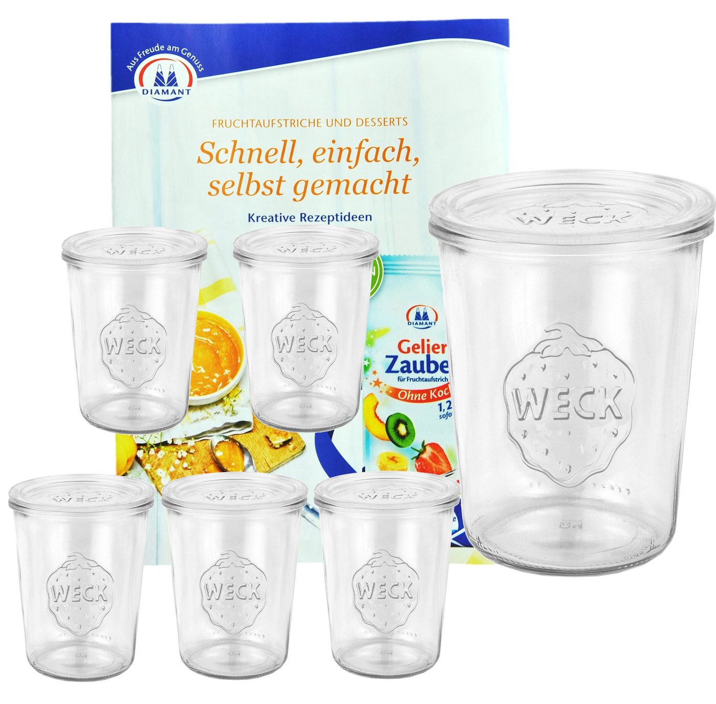 MamboCat Einmachglas 6er Set Weck Gläser 850ml, 3/4L Sturzgläser mit 6 Glasdeckeln, Glas MamboCat Einmachglas 6er Set Weck Gläser 850ml, 3/4L Sturzgläser mit 6 Glasdeckeln, Glas von MamboCat
