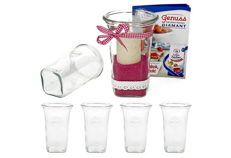 MamboCat Einmachglas 6er Set Weck Quentin 795 ml mit Rezeptheft, Glas von MamboCat