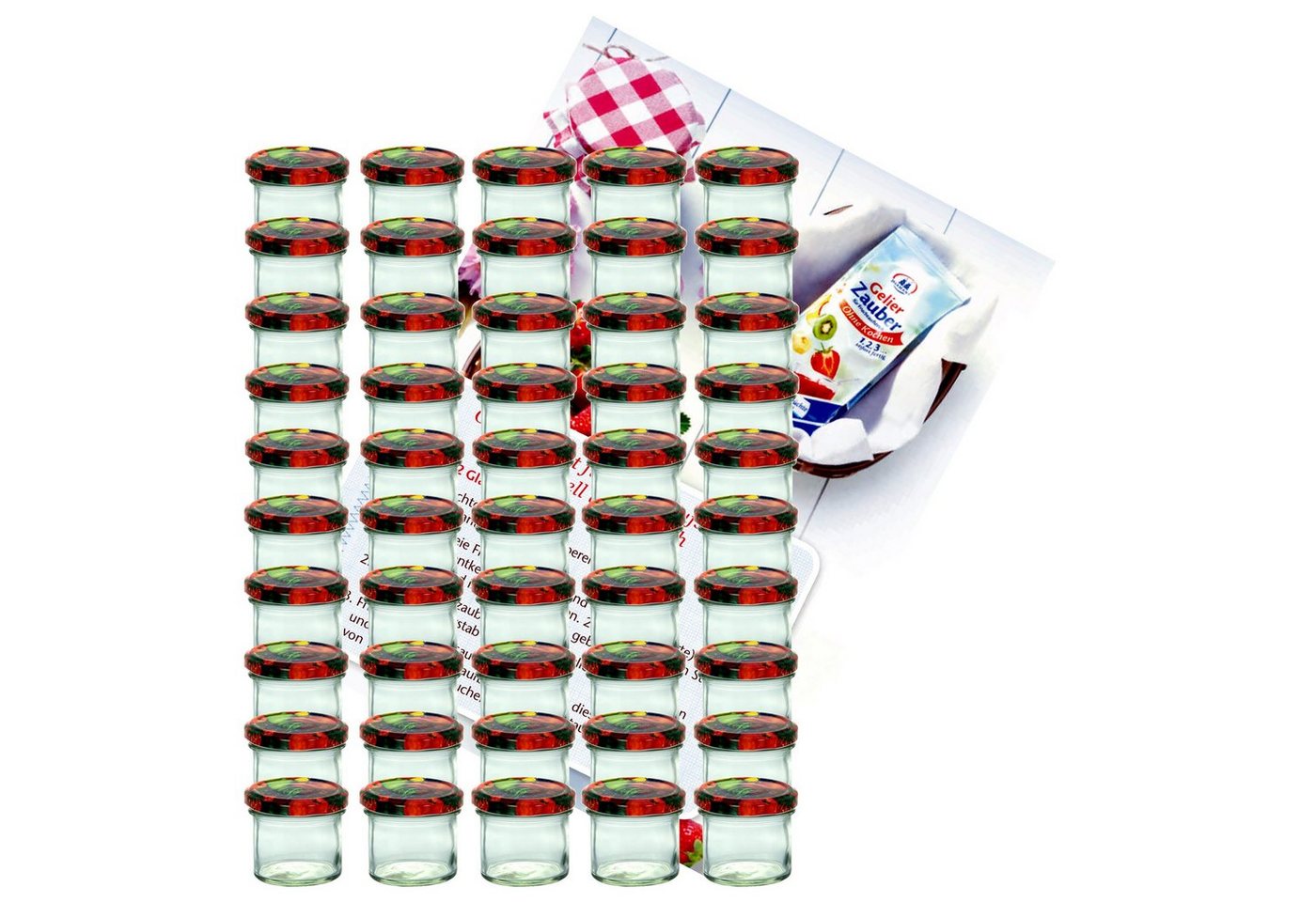 MamboCat Einmachglas 75er Set Sturzglas 125 ml Marmeladenglas To 66 Obst Dekor Deckel, Glas von MamboCat