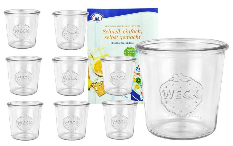 MamboCat Einmachglas 9er Set Weck Gläser 580ml Sturzgläser inkl. Gelierzauber Rezeptheft, Glas von MamboCat