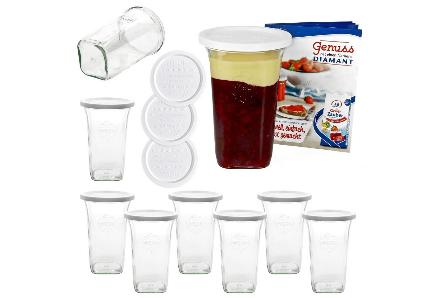 MamboCat Einmachglas 9er Set Weck Quentin 795 ml + 9 Frischhaltedeckel mit Rezeptheft, Glas MamboCat Einmachglas 9er Set Weck Quentin 795 ml + 9 Frischhaltedeckel mit Rezeptheft, Glas von MamboCat