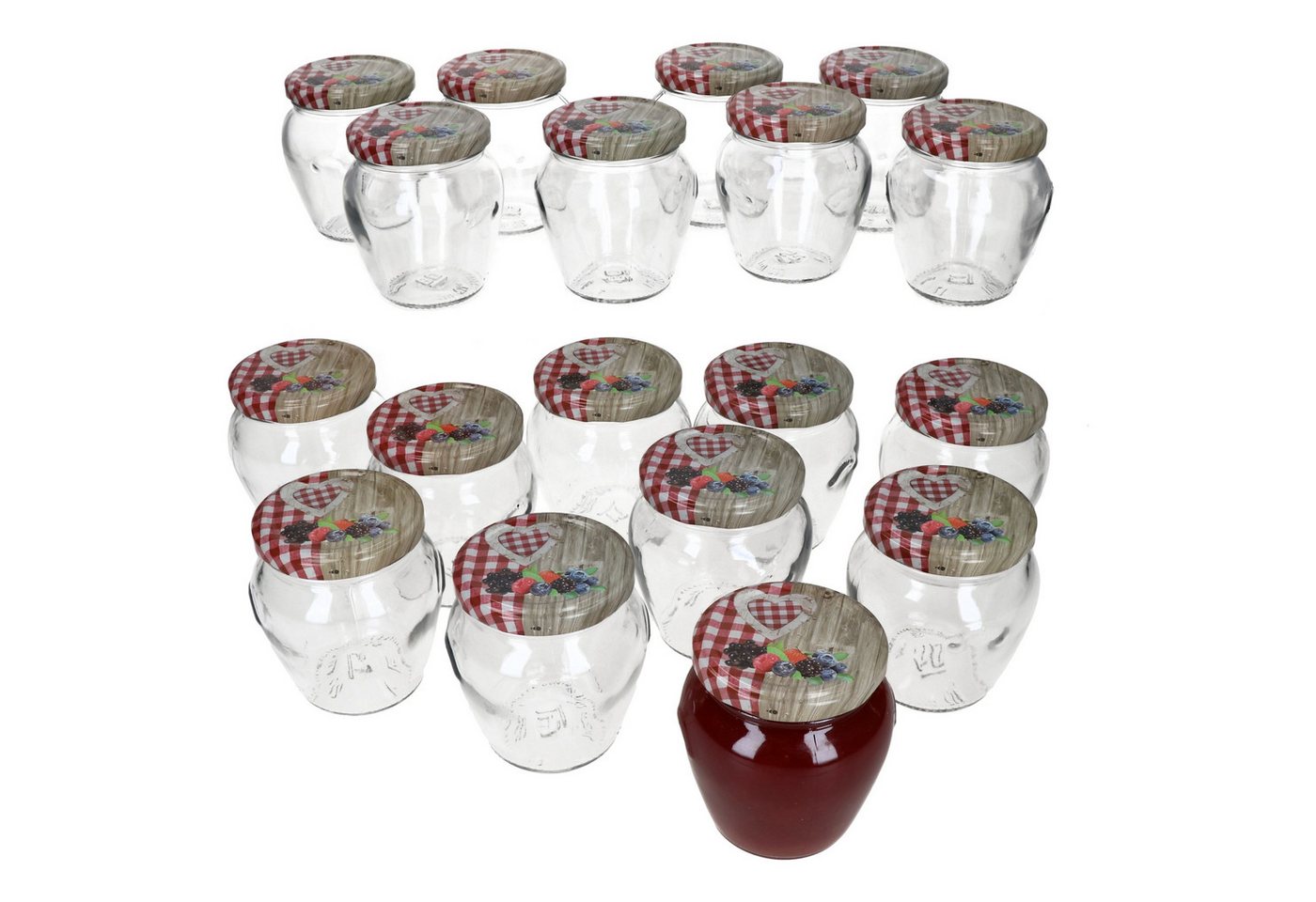 MamboCat Einmachglas Mambocat 18er Set Marmeladengläser 212 ml Holz-Herz Rot Beeren Deckel, Glas MamboCat Einmachglas Mambocat 18er Set Marmeladengläser 212 ml Holz-Herz Rot Beeren Deckel, Glas von MamboCat