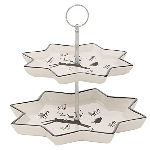 MamboCat Etagere Madalyn Hirsch I 2-stöckiger Gebäck-Ständer I Weihnachten I Servier-Teller in Sternen-Form für Kekse, Mini-Muffins, Pralinen & Süßigkeiten I Adventsplätzchen I Christmas I X-Mas von MamboCat