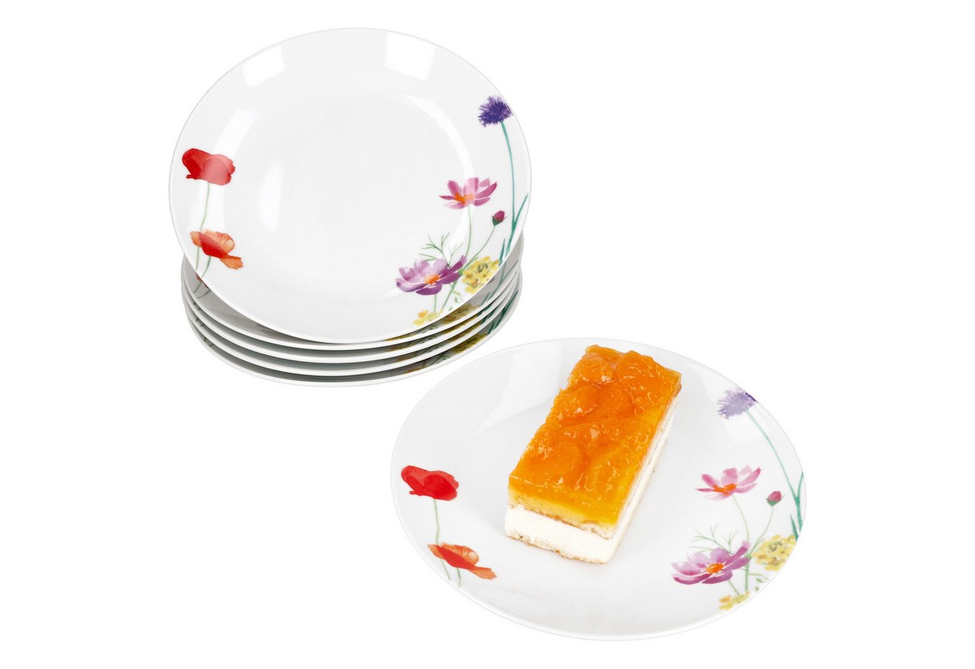 MamboCat Frühstücksteller 6er Set Marie Kuchenteller Porzellan 6 Personen Blumen von MamboCat
