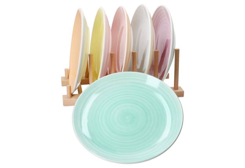 MamboCat Frühstücksteller Pastello 6er Set Kuchenteller Steingut 6 Pers bunt Dessert-Teller von MamboCat