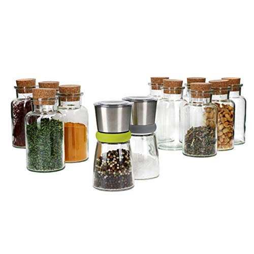 MamboCat Geschenkset: 10 Gewürzgläser mit Korkverschluss, 320 ml & 2 Gewürzmühlen, 200 ml | kleine Glas-Behälter zur Aufbewahrung für Gewürze Salz Pfeffer Kräuter MamboCat Geschenkset: 10 Gewürzgläser mit Korkverschluss, 320 ml & 2 Gewürzmühlen, 200 ml | kleine Glas-Behälter zur Aufbewahrung für Gewürze Salz Pfeffer Kräuter von MamboCat
