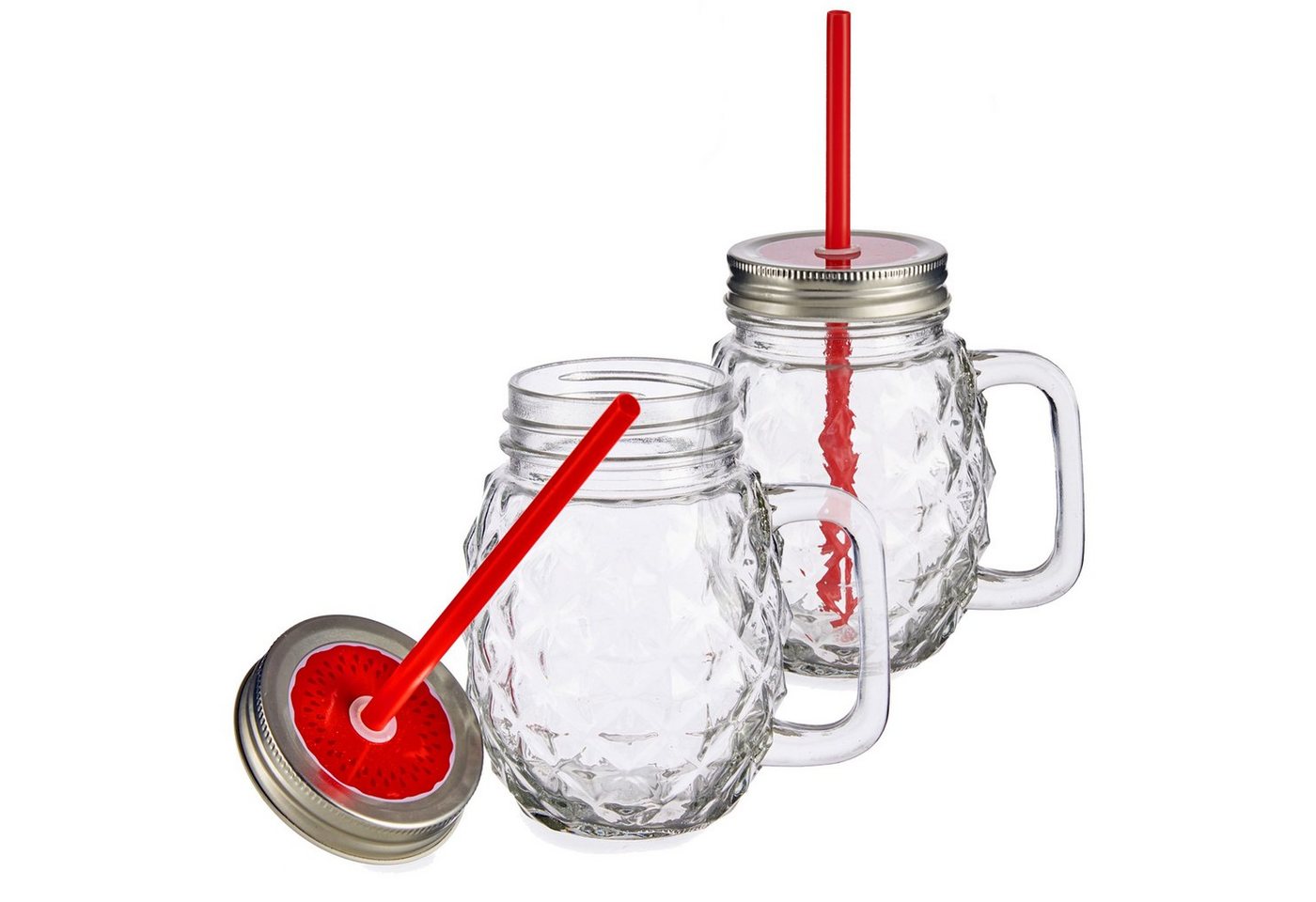 MamboCat Glas 2er Set Vivalto Sole Henkelbecher mit Strohhalm Rot 485ml, Glas MamboCat Glas 2er Set Vivalto Sole Henkelbecher mit Strohhalm Rot 485ml, Glas von MamboCat