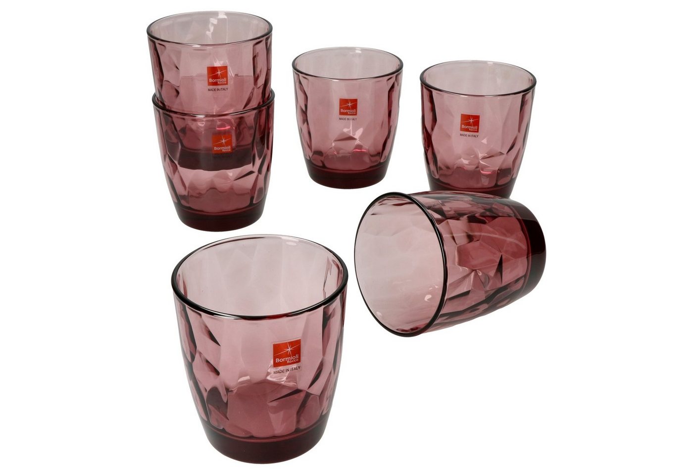 MamboCat Whiskyglas 6er Set Diamond Whiskyglas Rock Purple 305ml Tumbler Cocktail lila, Glas von MamboCat