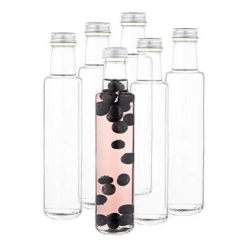 MamboCat Glasflaschen 250ml Dorica mit Schraubverschluss I 6 Leere Flaschen zum Befüllen - Likörflaschen Schnapsflaschen I hochwertiger geschäumter Deckel - luftdicht I Glasflasche 6 Stück von MamboCat