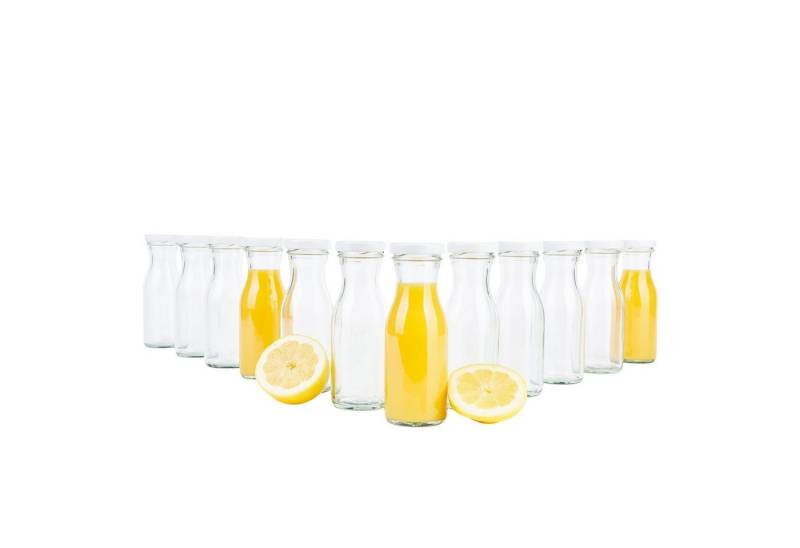 MamboCat Karaffe 12er Set Weithalsflasche Karaffe 150 ml + To 43 Deckel weiß von MamboCat