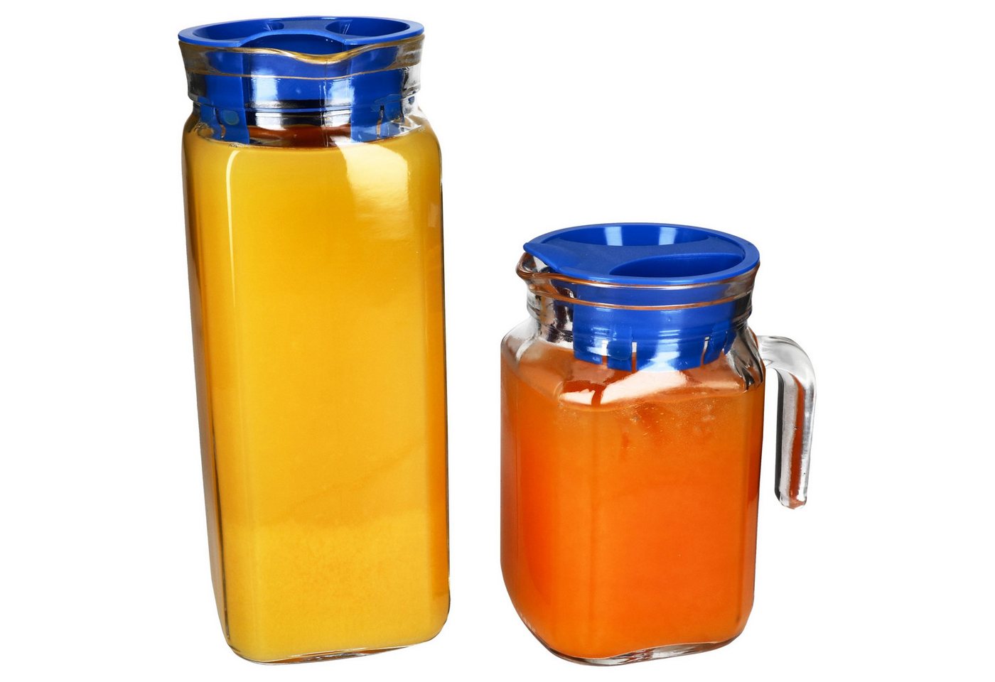 MamboCat Karaffe 2x KARO & KORA Kühlschrankkrug mit Deckel blau 1L & 0,5L Glas-Karaffe MamboCat Karaffe 2x KARO & KORA Kühlschrankkrug mit Deckel blau 1L & 0,5L Glas-Karaffe von MamboCat