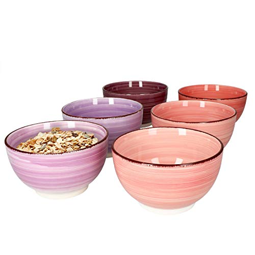 MamboCat 6er Müsli-Schalen-Set Lila I robuste Steingut-Schüsseln für 6 Personen I 6x Müsli-Schale mit modernem Strudel-Dekor in tollen Violett-Tönen I Müsli-Schüssel 600 ml 6 Stück von MamboCat