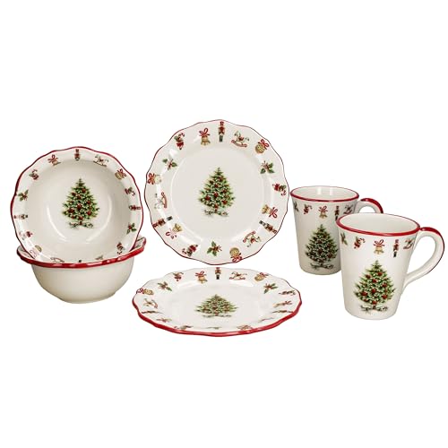 MamboCat Maestro Natale 6tlg Frühstücksset I Je 2x kleine Frühstücksteller, Schalen 470ml & Becher 340ml für 2 Personen mit Weihnachtsdekor I Keramik-Geschirr für Weihnachten, Advent & Nikolaus MamboCat Maestro Natale 6tlg Frühstücksset I Je 2x kleine Frühstücksteller, Schalen 470ml & Becher 340ml für 2 Personen mit Weihnachtsdekor I Keramik-Geschirr für Weihnachten, Advent & Nikolaus von MamboCat