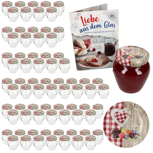 MamboCat Marmeladengläser 75er Set mit Deckel Holz-Herz Rot Beeren | 212 ml | Einmachglas to 63 | Einkochen & Aufbewahren MamboCat Marmeladengläser 75er Set mit Deckel Holz-Herz Rot Beeren | 212 ml | Einmachglas to 63 | Einkochen & Aufbewahren von MamboCat