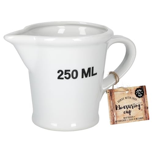 MamboCat Messbecher Porzellan 250 ml mit Henkel I Küchenmaß Backzubehör I Mess Kanne mit Schnabel I kleines Litermaß nostalgisch I Mess Behälter mit Skala I Dosierhilfe für Zucker & Co. in Weiss MamboCat Messbecher Porzellan 250 ml mit Henkel I Küchenmaß Backzubehör I Mess Kanne mit Schnabel I kleines Litermaß nostalgisch I Mess Behälter mit Skala I Dosierhilfe für Zucker & Co. in Weiss von MamboCat