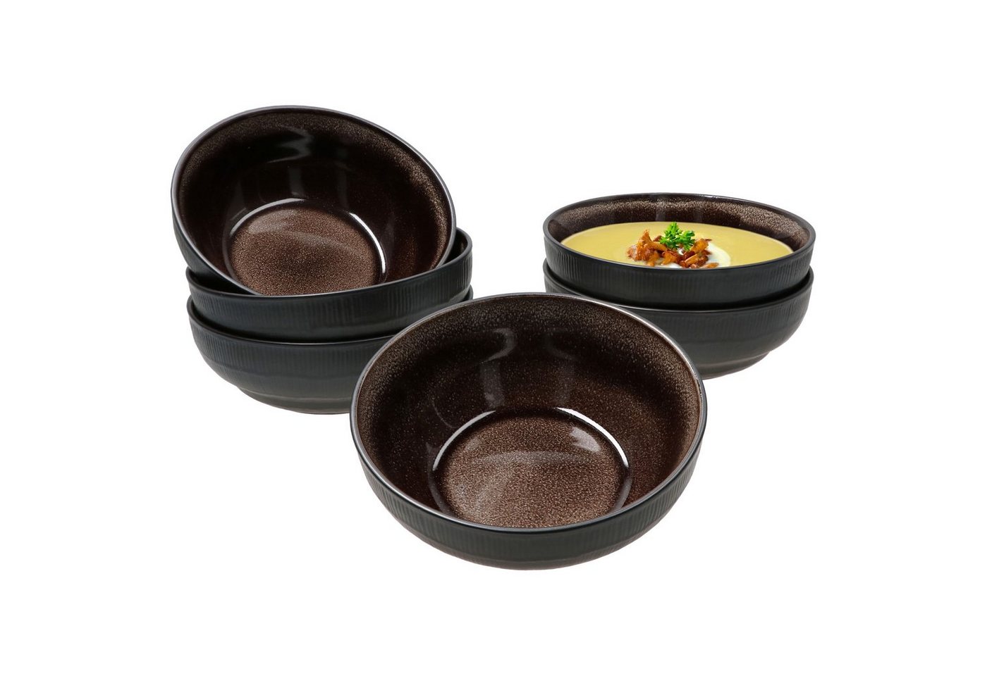 MamboCat Servierschale 6er Set Schalen Samos Reactive Glaze Braun - 24327306, Steingut von MamboCat