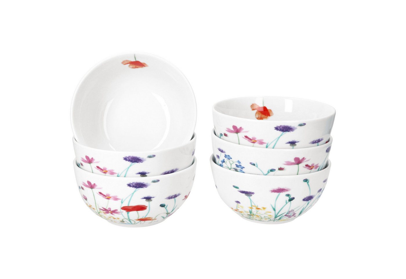 MamboCat Müslischale 6x Marie Müsli-Schale Ø14cm 400ml Porzellan Dessert-Schüssel Blume, Porzellan von MamboCat