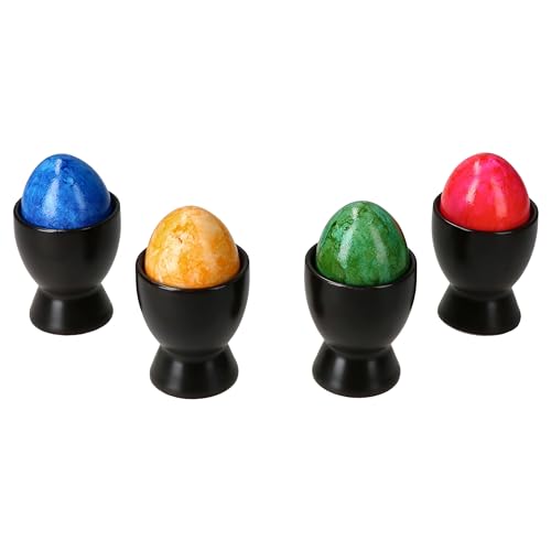 MamboCat Nero 4er Set Eierbecher schwarz I für 4 Personen I Matte runde Steingut-Eierbecher mit Fuß I Geschirr für das weiche oder Harte Frühstücksei beim Brunch & Buffet von MamboCat