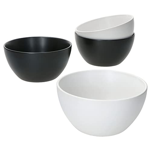 MamboCat Nero Bianco 4er Set Müslischalen I 400 ml I Ø 14 cm I 4 Personen I weißes & schwarzes Geschirr, matt I Schälchen, Bowl I Schüssel für Müsli, Salat, Dessert & Co. I Steingut I Black & White von MamboCat