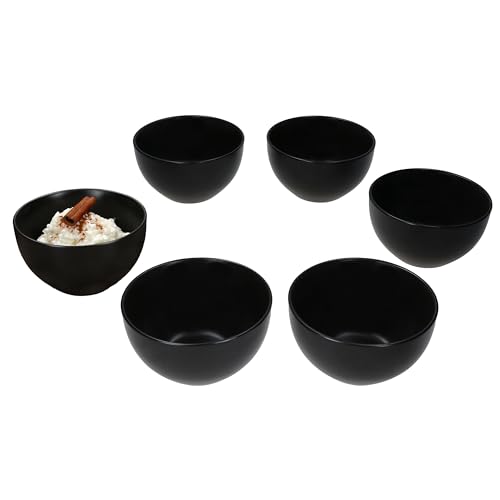 MamboCat Panther 6er Set Schale 14,2cm schwarz I 450ml I matte Steingut-Schüssel für 6 Personen I Schälchen für Salat, Suppe, Müsli, Chips & Co. I Geschirr für Frühstück, Mittag & Abendbrot von MamboCat