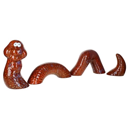 MamboCat Paul Deko-Wurm L rot I Länge ca. 70 cm I niedliche detailgetreue Gartenfigur für Terrasse, Rasen, Blumenbeet oder Balkon I Outdoor-Dekoration aus Keramik I farbige Tierfigur von MamboCat