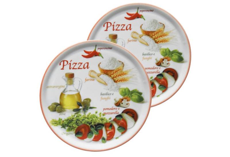 MamboCat Pizzateller 2er Set Pizzateller Napoli Pizzafoods rot 33cm - 04018#ZP2 von MamboCat