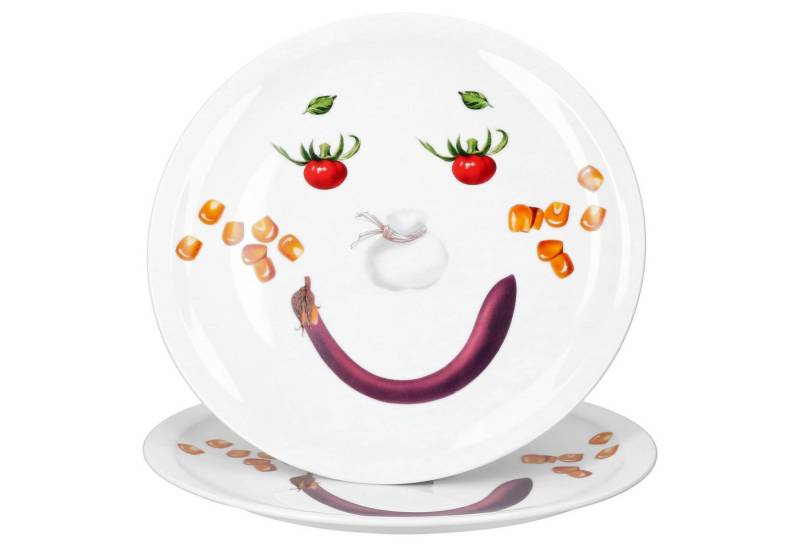 MamboCat Pizzateller 2er Set Smiley Pizzateller Ø30,5cm Servier-Platte Gemüse-Gesicht von MamboCat