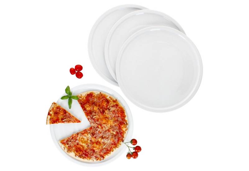 MamboCat Pizzateller 4er Set Bianco XXL Pizzateller Ø33,5cm 4 Personen Teller Platte von MamboCat