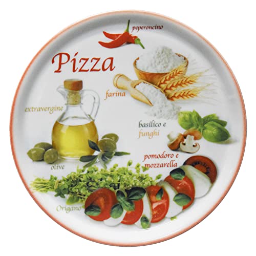 MamboCat Pizzateller Napoli Red Ø 33,8 cm I Servier Platte mit Motiven I Vorspeisenplatte zum Anrichten für Antipasti oder Tomate-Mozzarella I bunter Motiv Teller Porzellan für Pizza Pasta & Co von MamboCat