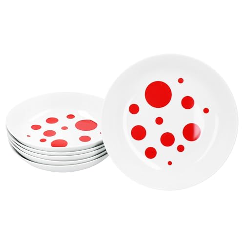 MamboCat Pula rot 6er Set Suppenteller I 450ml I weißes Porzellan-Geschirr mit Punkten für 6 Personen I Tiefe Teller für Salat, Suppe, Müsli, Pasta & Co. MamboCat Pula rot 6er Set Suppenteller I 450ml I weißes Porzellan-Geschirr mit Punkten für 6 Personen I Tiefe Teller für Salat, Suppe, Müsli, Pasta & Co. von MamboCat