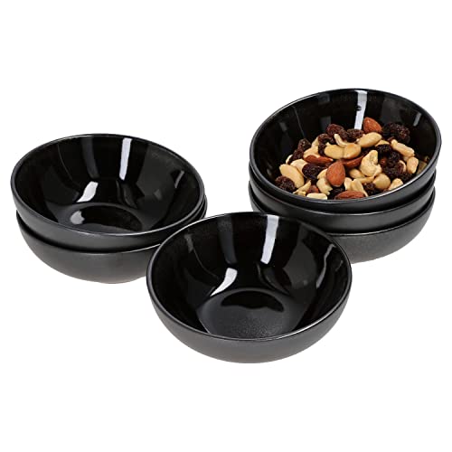 MamboCat Reactive Glaze Grey Black 6-er Set Snack- & Dip Schälchen schwarz aussen Kupferoptik I Dessert Schale 12 cm I Mini-Bowl Kompottschalen I handgefertigte Fingerfood Steingut Schüssel 120ml von MamboCat