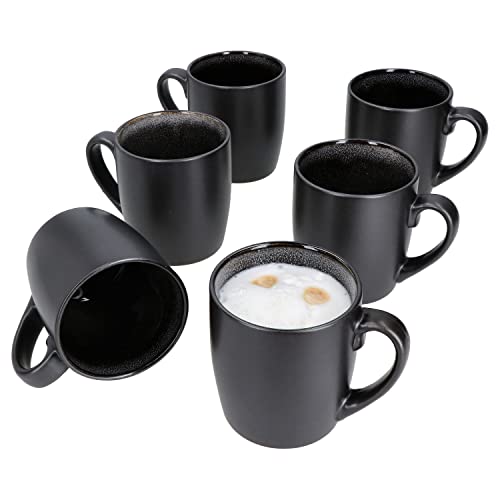 MamboCat Reactive Glaze Grey Black 6er Set Kaffeebecher mit Henkel I Latte-Macchiato-Tassen & Becher I Cappucinotassen aussen mit schwarzer Kupferoptik I Teebecher handgemacht I Steingut Tassen 250ml von MamboCat