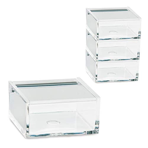 MamboCat Safira 4 tlg. Utensilienbox-Set I Mini 6x6x3 cm I PS-Kunststoff I stapelbare eckige Kunststoff-Boxen mit Klappdeckel I Aufbewahrungs-Behälter von MamboCat