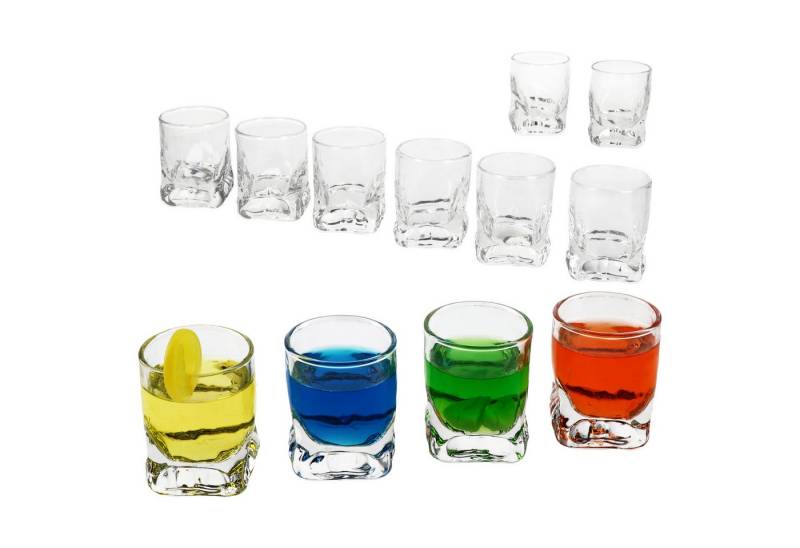 MamboCat Schnapsglas 12x Frosty Schnapsgläser 2cl 4cl Shotglas Pinnchen Stamper Relief, Glas von MamboCat