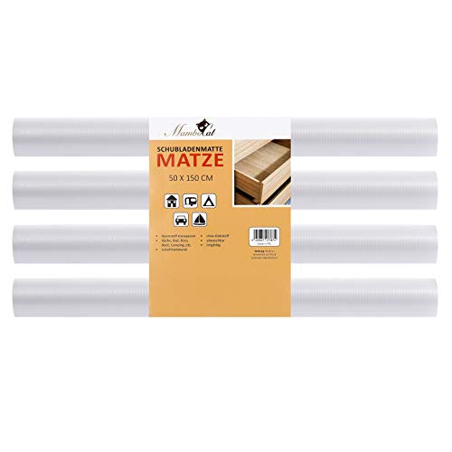 Mambocat Schubladenmatte Matze 4 teiliges Set | perfekt für 12 Standard Schubladen | 150 x 50 cm | transparente Antirutschmatte - individuell zuschneidbar von MamboCat