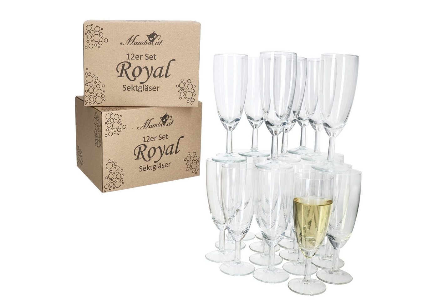 MamboCat Sektglas 24er Set Royal Sektgläser 140ml Champagner-Glas klare Prosecco Party, Glas von MamboCat