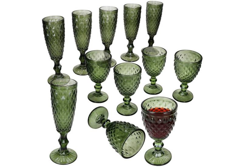 MamboCat Sektglas Diamond 12-tlg. Gläser-Set Weingläser Sektgläser Grün Weißwein, Glas MamboCat Sektglas Diamond 12-tlg. Gläser-Set Weingläser Sektgläser Grün Weißwein, Glas von MamboCat