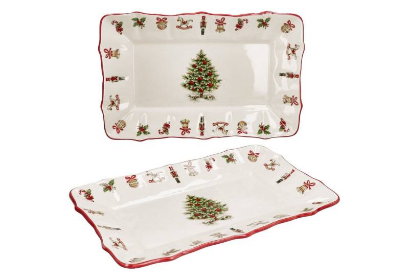 MamboCat Servierplatte 2x Maestro Natale Kuchenplatte rechteckig Keramik Weihnachten Stollen, Keramik von MamboCat