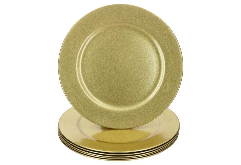 MamboCat Servierplatte 6er Set Platzteller Gold Glitzer 33cm Dekoteller leicht Kunststoff, Kunststoff, Weihnachten von MamboCat