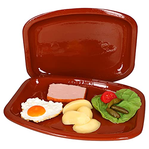 MamboCat Servierplatten Tonware 2er Set (LxBxH) 35x25,5x3cm Servierschale Vintage für Tapas und Antipasti I Dessert Kuchenteller I Grill-Teller Handarbeit Unikat I Tonschalen glasiert I Mittelalter von MamboCat