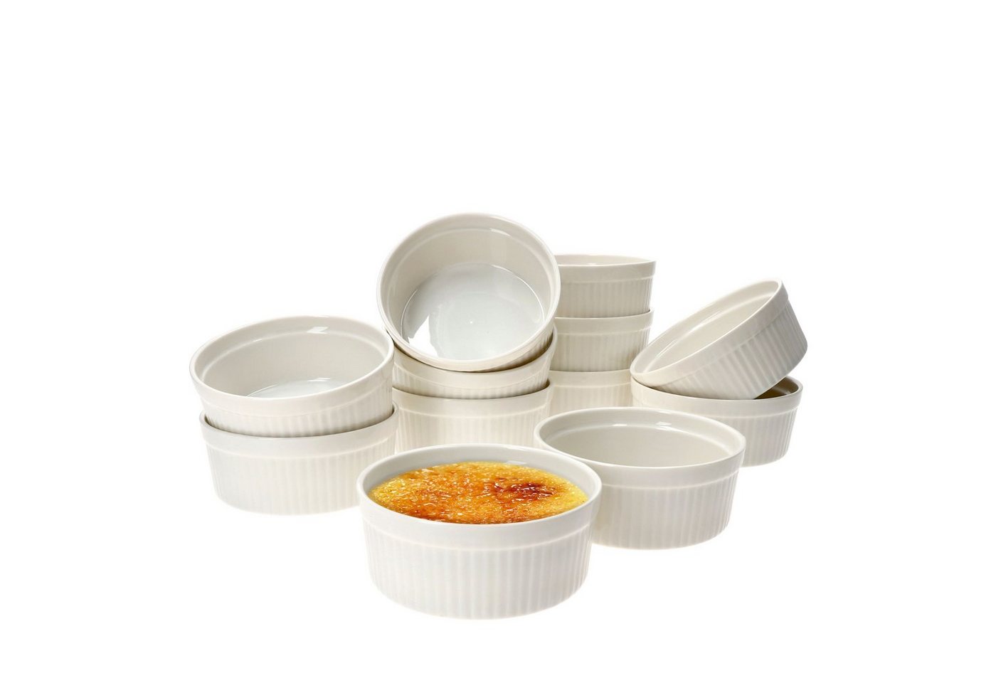 MamboCat Servierschale 12er Set Creme Brulee Schale Bianca 12,5x5cm weiß - 24302129, Porzellan von MamboCat