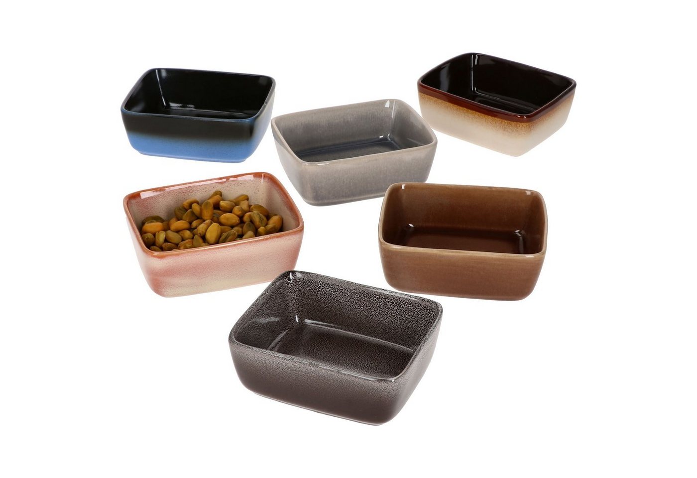 MamboCat Servierschale 6er Set Snack- & Dip-Schale eckig 10,5x8,4cm Earth - 24301896, Steingut von MamboCat