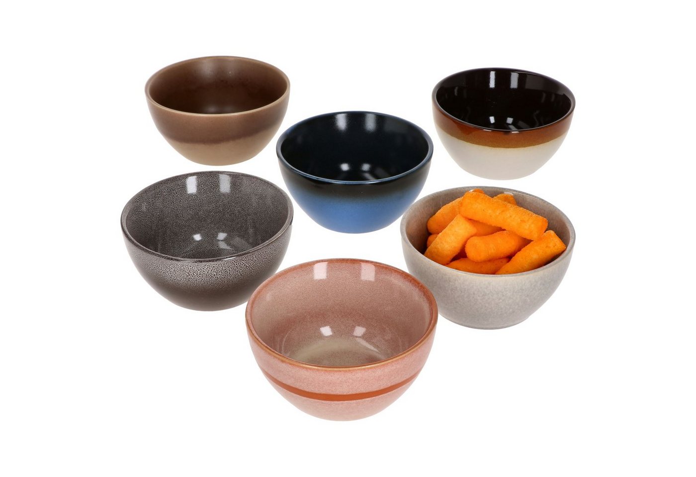 MamboCat Servierschale 6er Set Snack- & Dip-Schale rund Earth - 24301892, Steingut von MamboCat