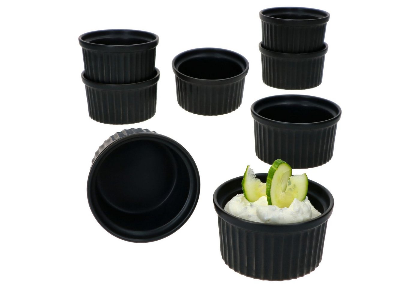 MamboCat Servierschale 8er Set Creme Brulee Schale NERO 9x5cm schwarz - 24302121, Steingut von MamboCat