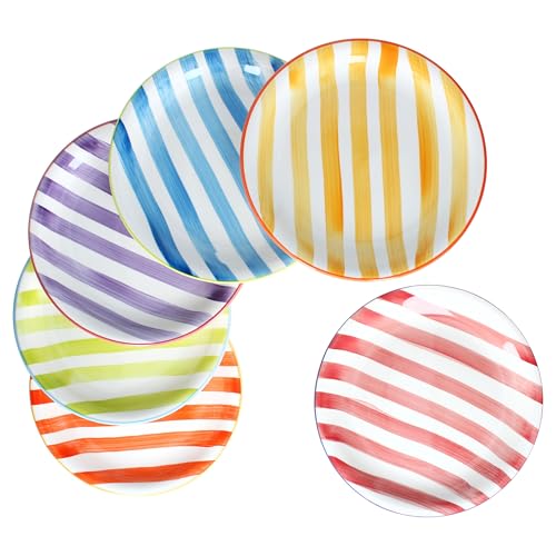 MamboCat Summer Stripes 6er Set Speiseteller I Ø 26,6cm I Steingut-Essteller mit bunten Streifen für 6 Personen I große Teller für Hauptmahlzeiten, zum Grillen & Co von MamboCat
