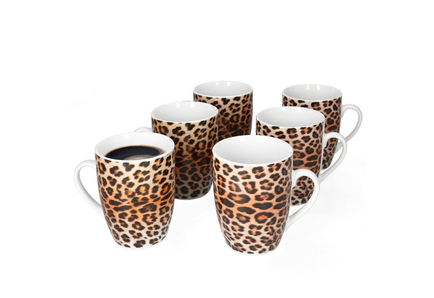 MamboCat Becher 6er Set Kaffeebecher Leopard 340ml von MamboCat